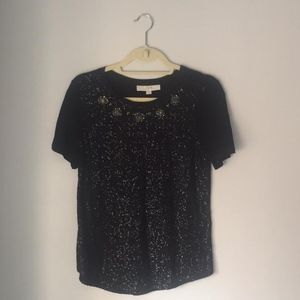 Embellised Sequin black Top from LOFT